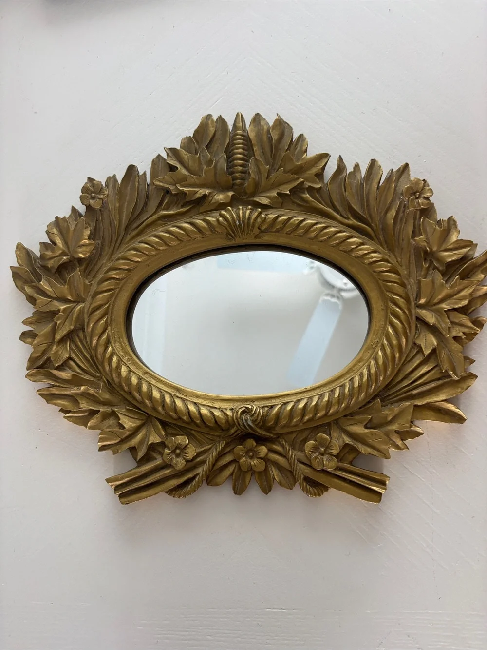 Gold Ornate Leaf Oval Wall Mirror